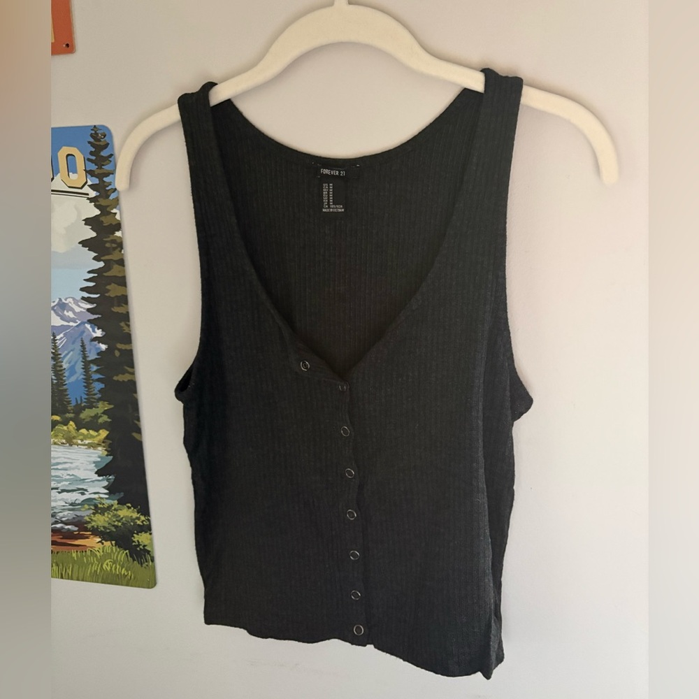 Grey Button-up Tank